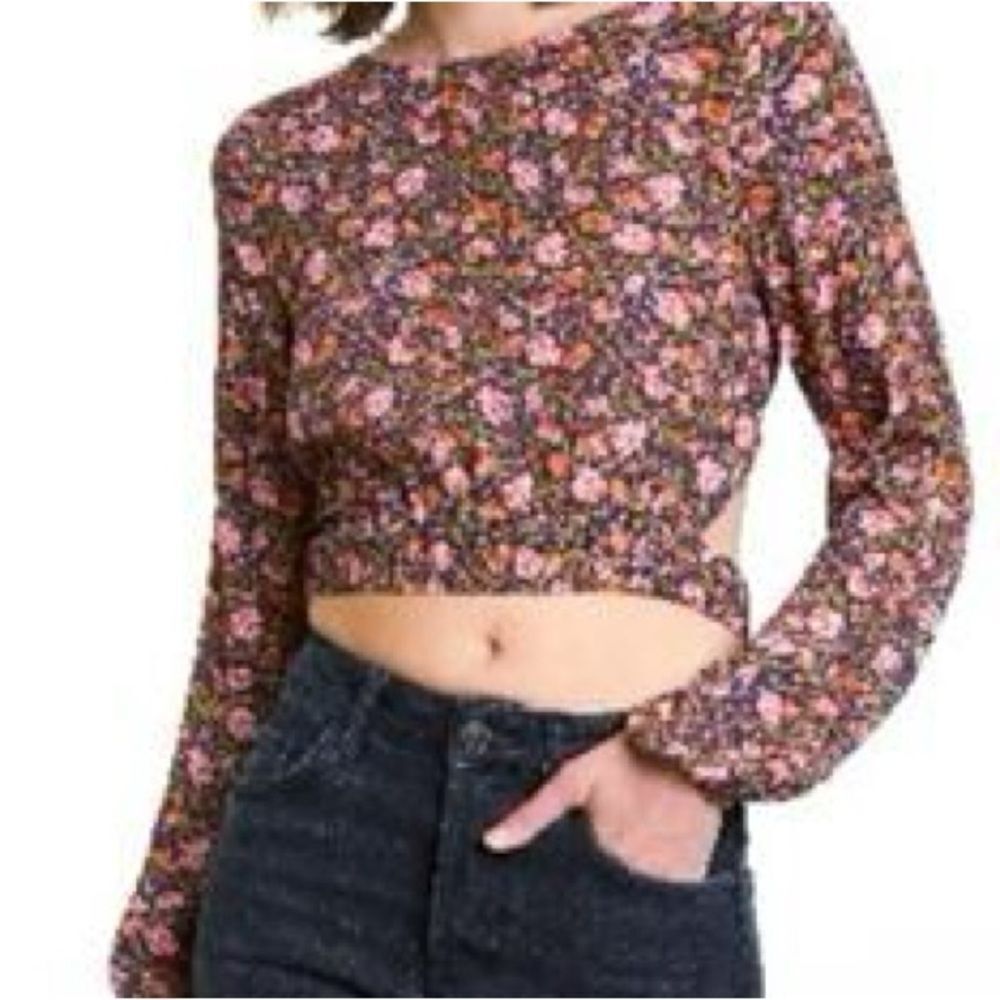 Elodie Small floral long sleeve shirt cropped